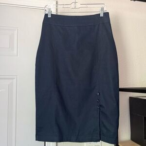 ROCK STEADY blue denim mod pinup retro rockabilly pencil knee mini length skirt